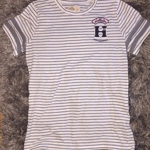 Two Hollister gray and white t-shirts.